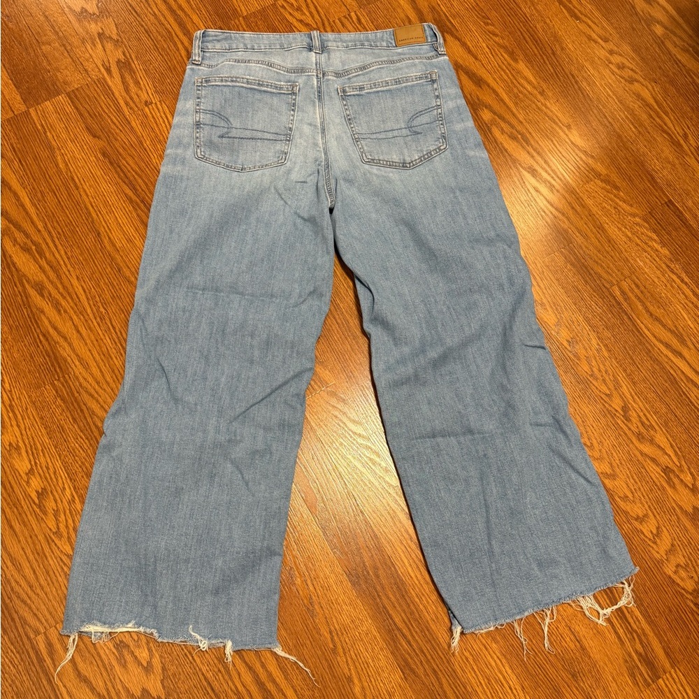 American Eagle dreamy drape stretch ripped low-rise baggy wide leg jean - Picture 2 of 6